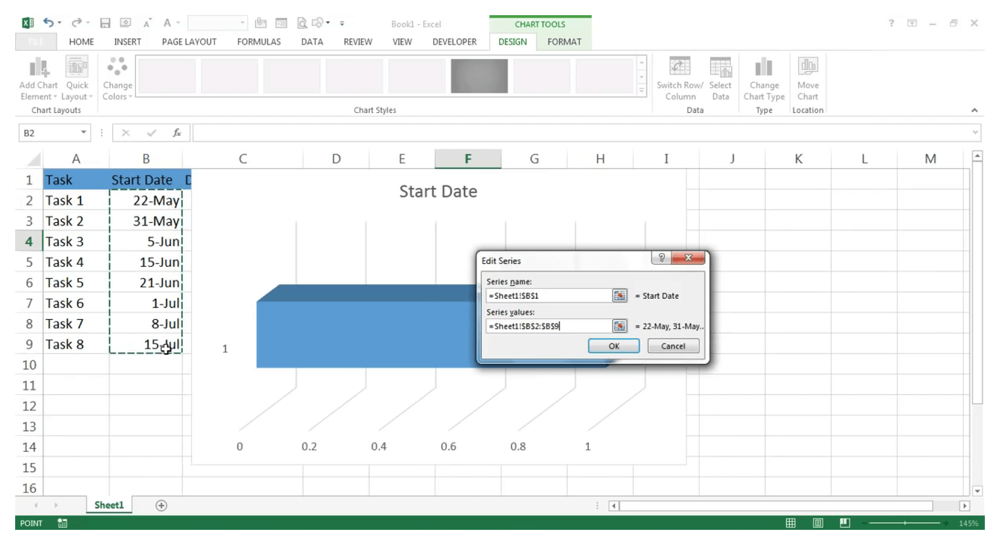 Excel 中的甘特图