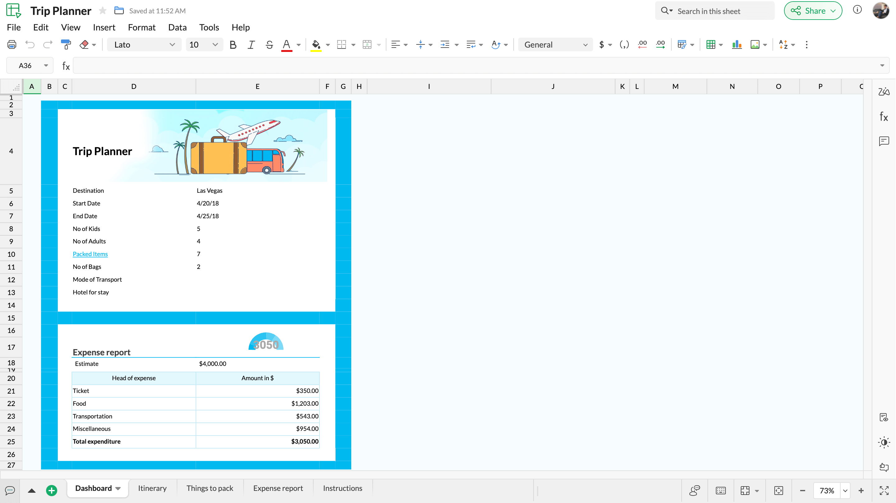 旅行规划模板预览