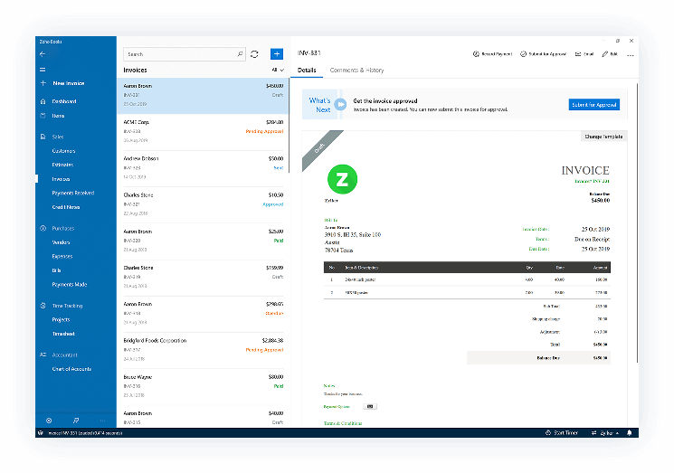 在线开票 | 小型企业桌面财务记账软件 - Zoho Books