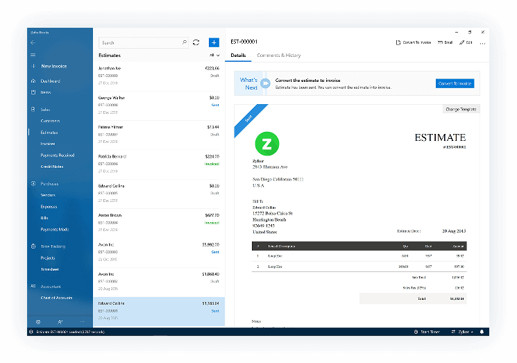 报价单 | 计算机财务记账软件 - Zoho Books