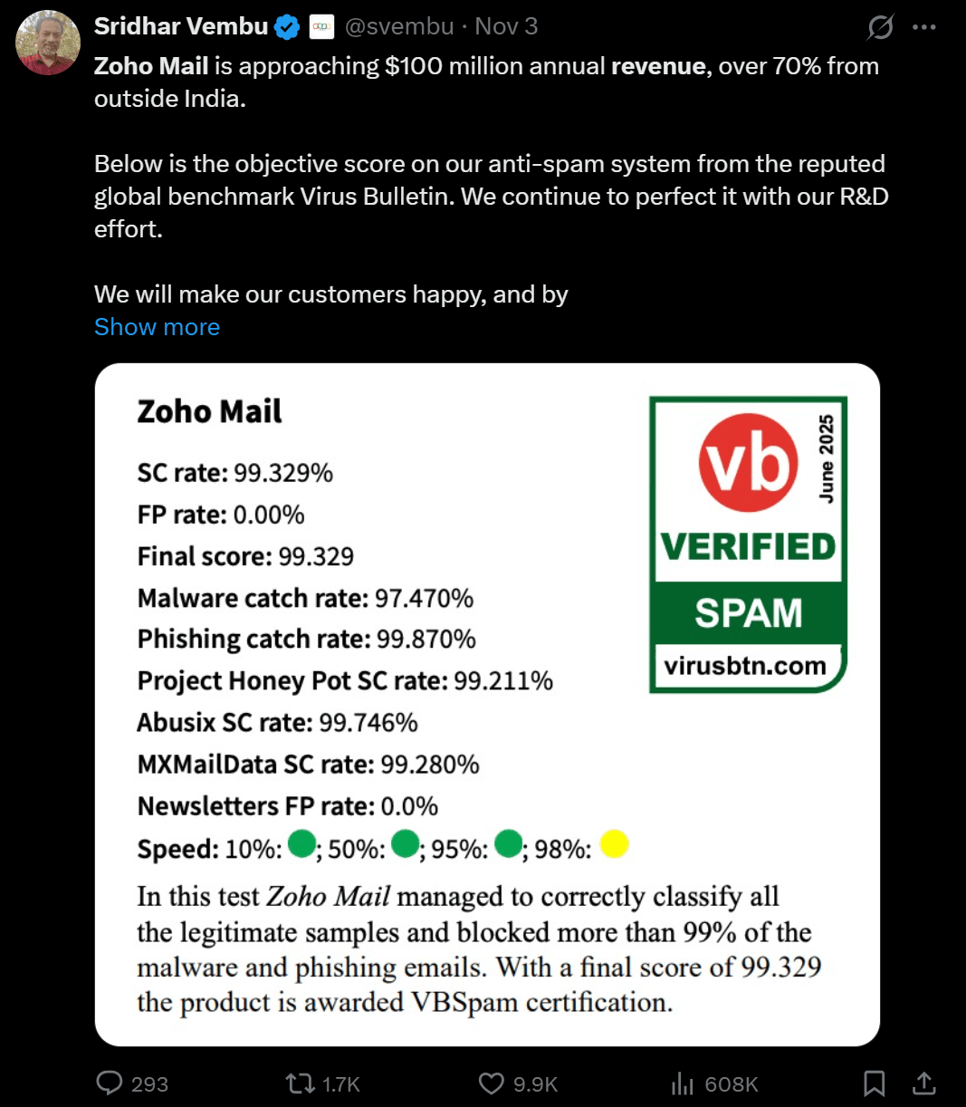 Zoho Mail营收将破1亿美元大关，Zoho差异化打造的又一「超级单品」出现