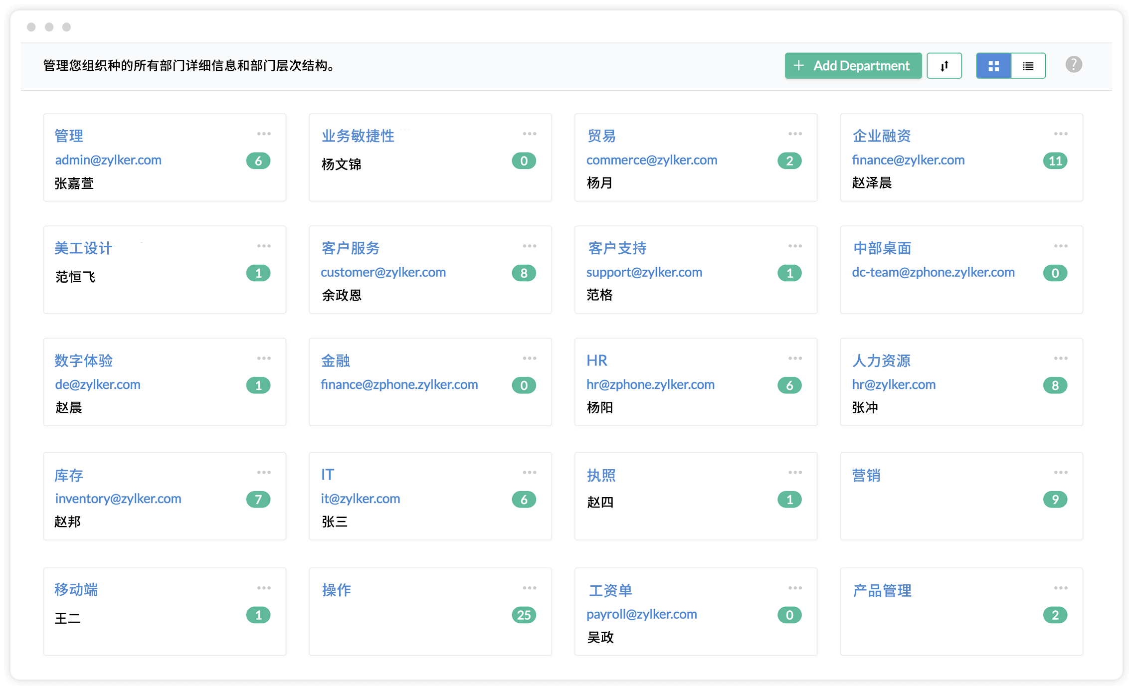 员工信息管理系统 - Zoho People